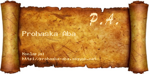 Prohaska Aba névjegykártya